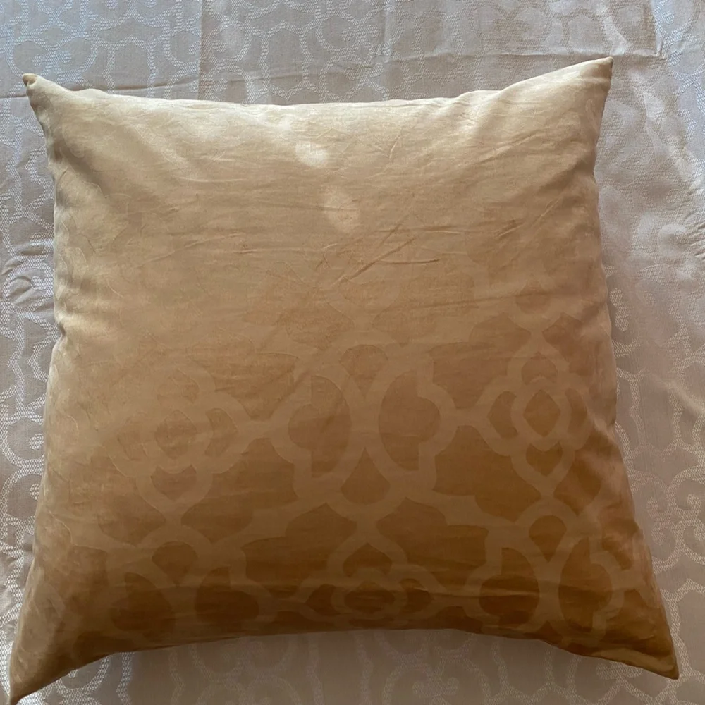 2 AVAILABLE- Z Gallerie Oversized Gold Damask Euro Down Pillow